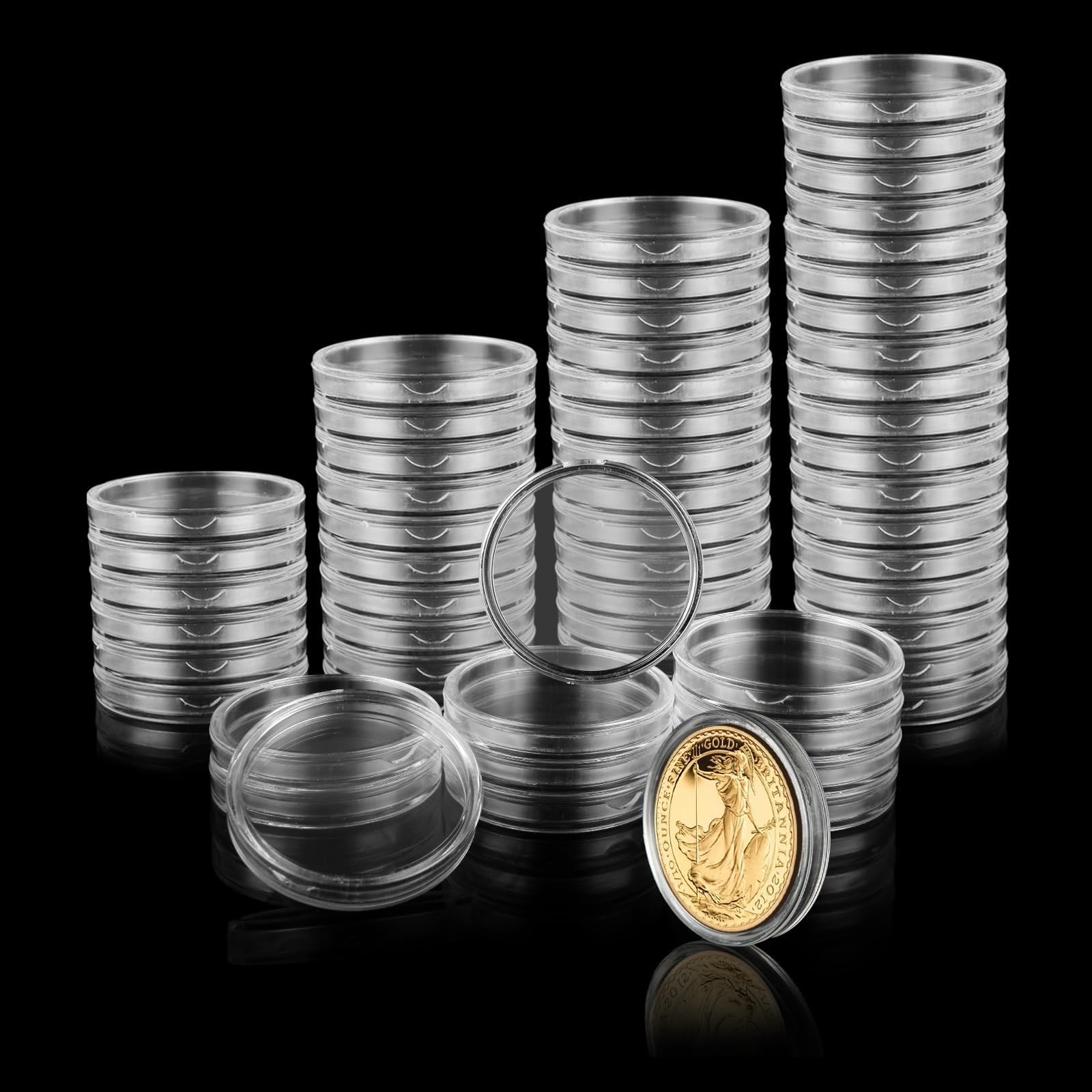 APACALI 100PCS Silver Dollar Coin Holder 40.6mm Plastic