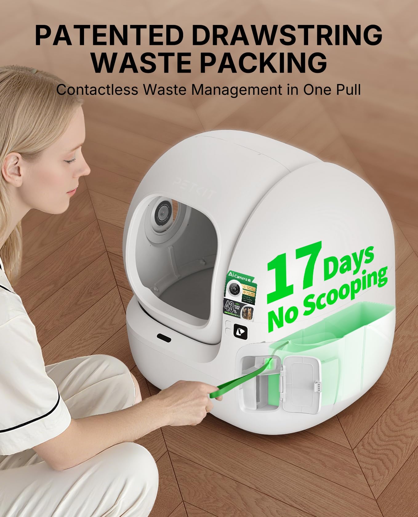 PETKIT 2025 Purobot Max Pro AI-Camera Self Cleaning Cat Litter Box, 210° Wide Angle Lens Night Vision Cat Facial Recognition Automatic Litter Box with 5G WiFi App Control Odor-Free