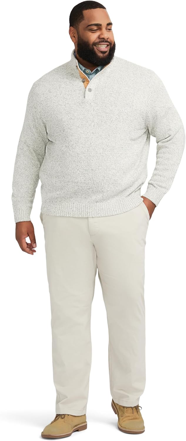Izod Men's Big and Tall Button Mock Sweater