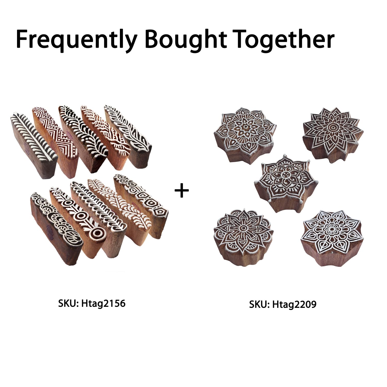 Royal Kraft Wooden Stamps โ Mehndi Print Blocks (Set of 10) & Mandala Pattern Stamps (Set of 5) for Block Printing on Saree Border, Fabric, Textile, Clay, Pottery, Tattoo & DIY Crafts Bulk01_15