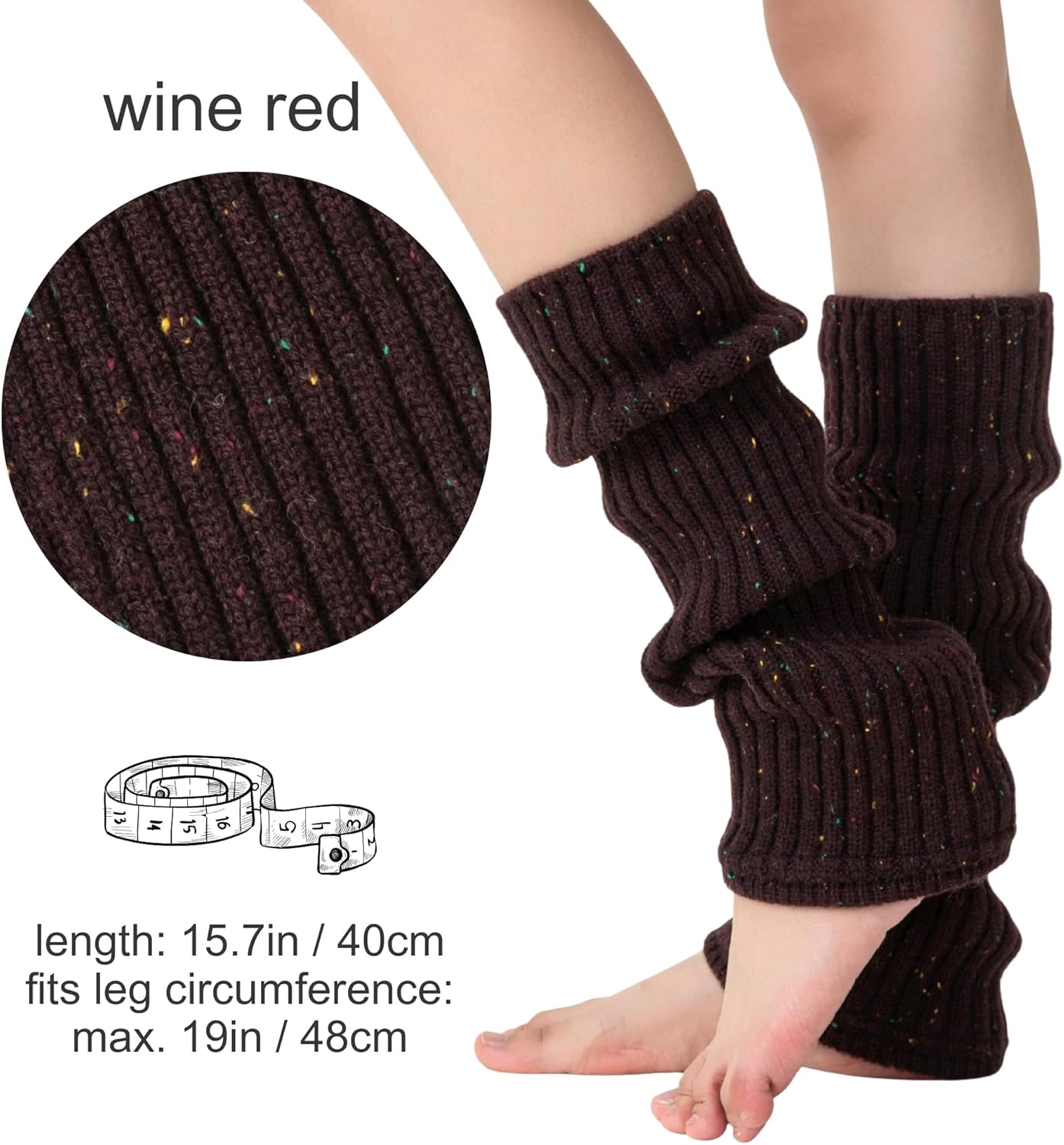 Soxbang Leg Warmers for Women 30% Wool Blend Speckled Knit, Cozy Ribbed Winter Leg Sleeves for Boots, Cold Weather - Image 5