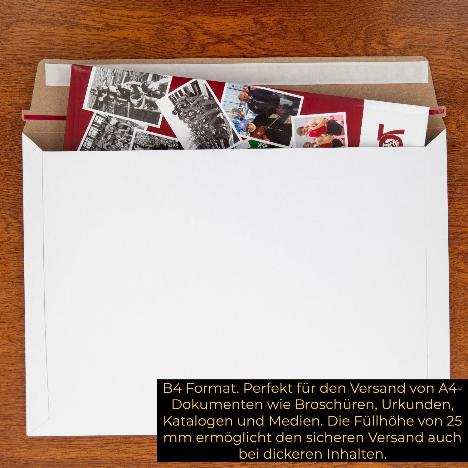 100 Versandtaschen B4 Weiß 450g Kartonumschläge 250x350mm | Maximaler Knickschutz, extra Starke, idealer Schutz für Urkunden und Fotos, Stabil
