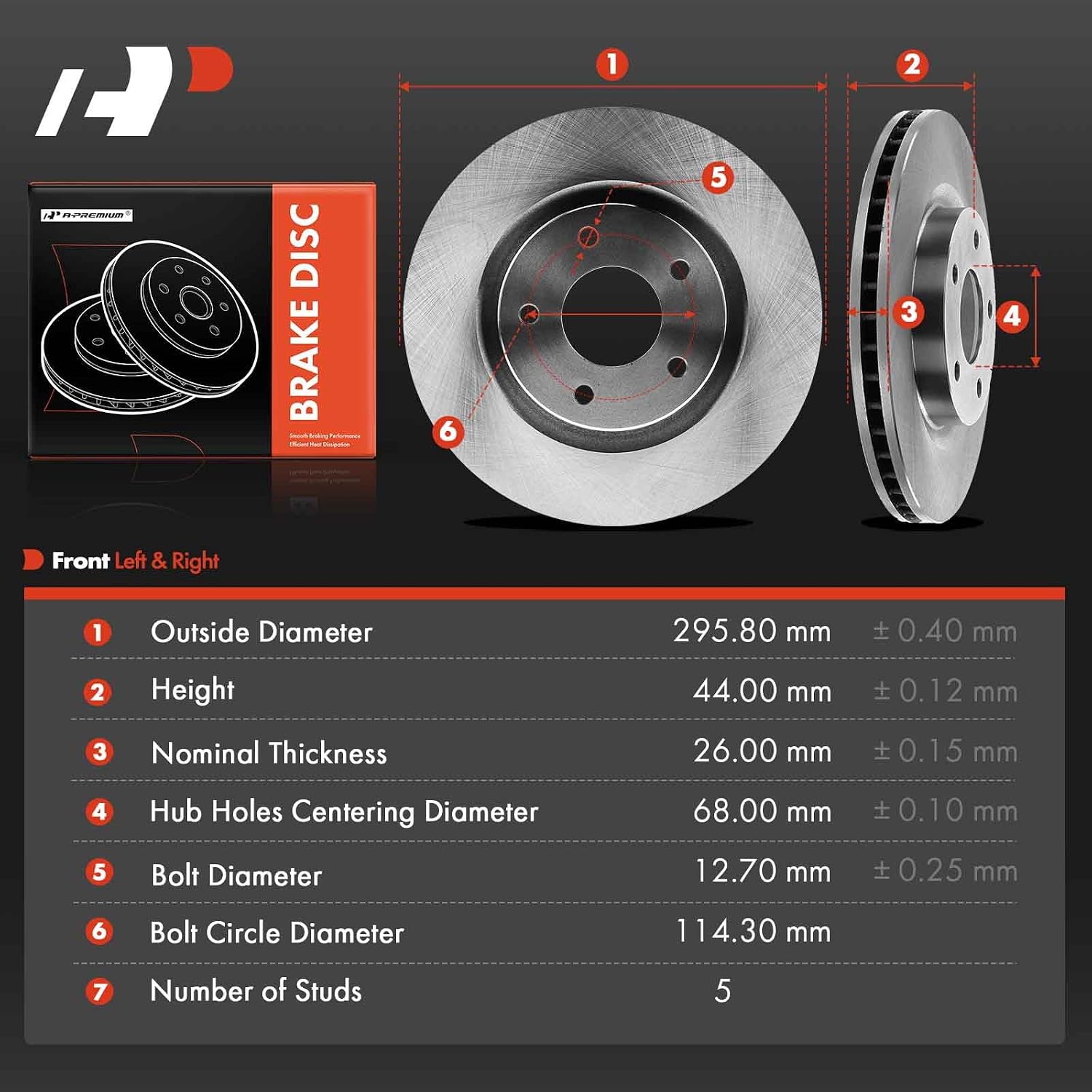 A-Premium Front and Rear Vented Disc Brake Rotors Compatible with Nissan Models - Rogue Select 2014-2015, Rogue 2008-2013, Rogue 2014-2017(Without Third Row Seating), 4-PC Set