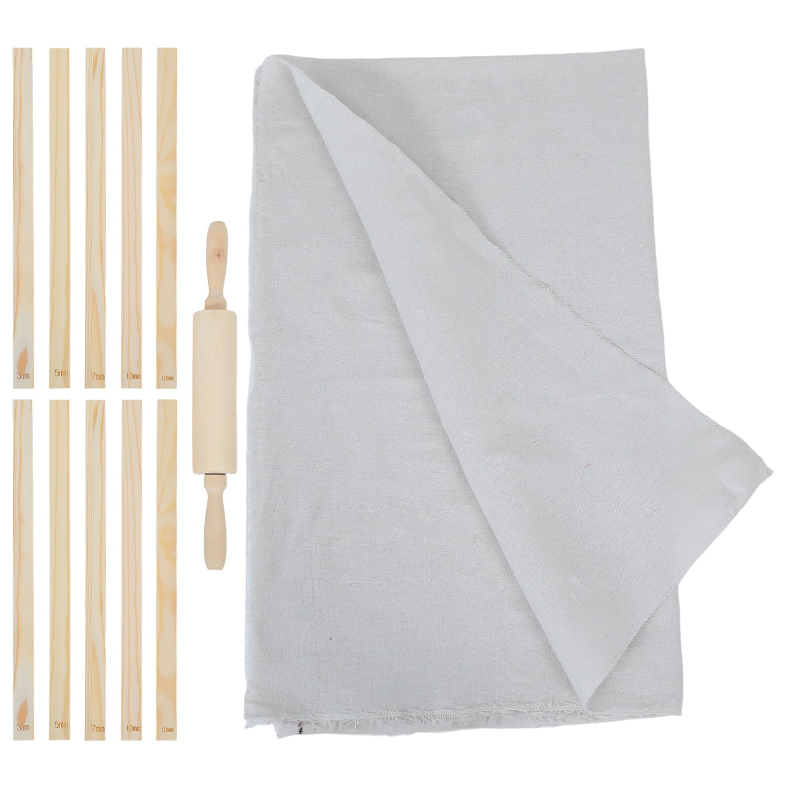 Guide profondeur bâtonnets argile Alipis avec nappe lin de poterie
