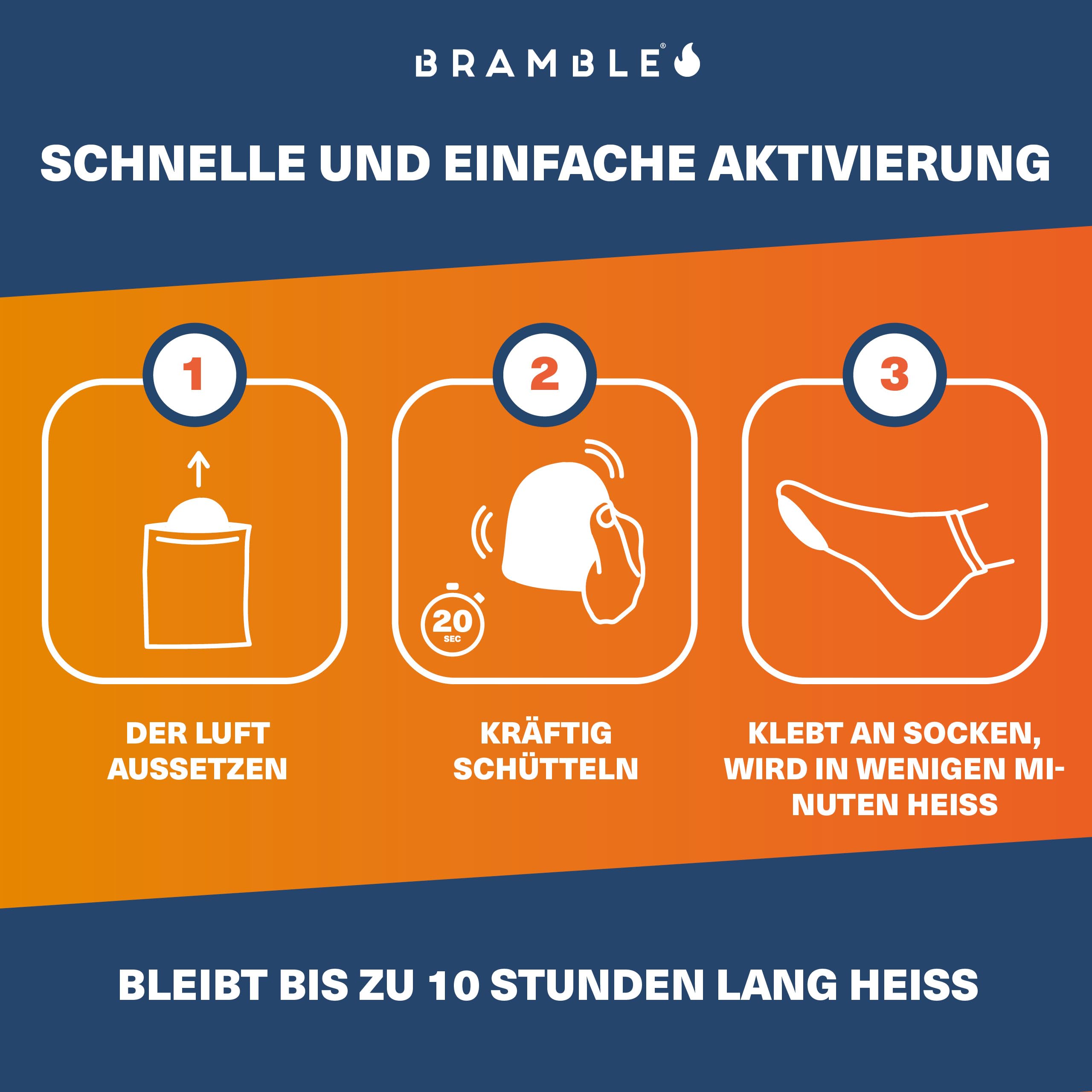 Bramble – Zehenwärmer zum Aufkleben (40 Paar, 80 insgesamt) – Ultradünne Flicken zum Aufkleben für Schuhe und Stiefel – Luftaktiviert und geruchsfrei Fußwärmer – Bis zu 10 Stunden Wärme
