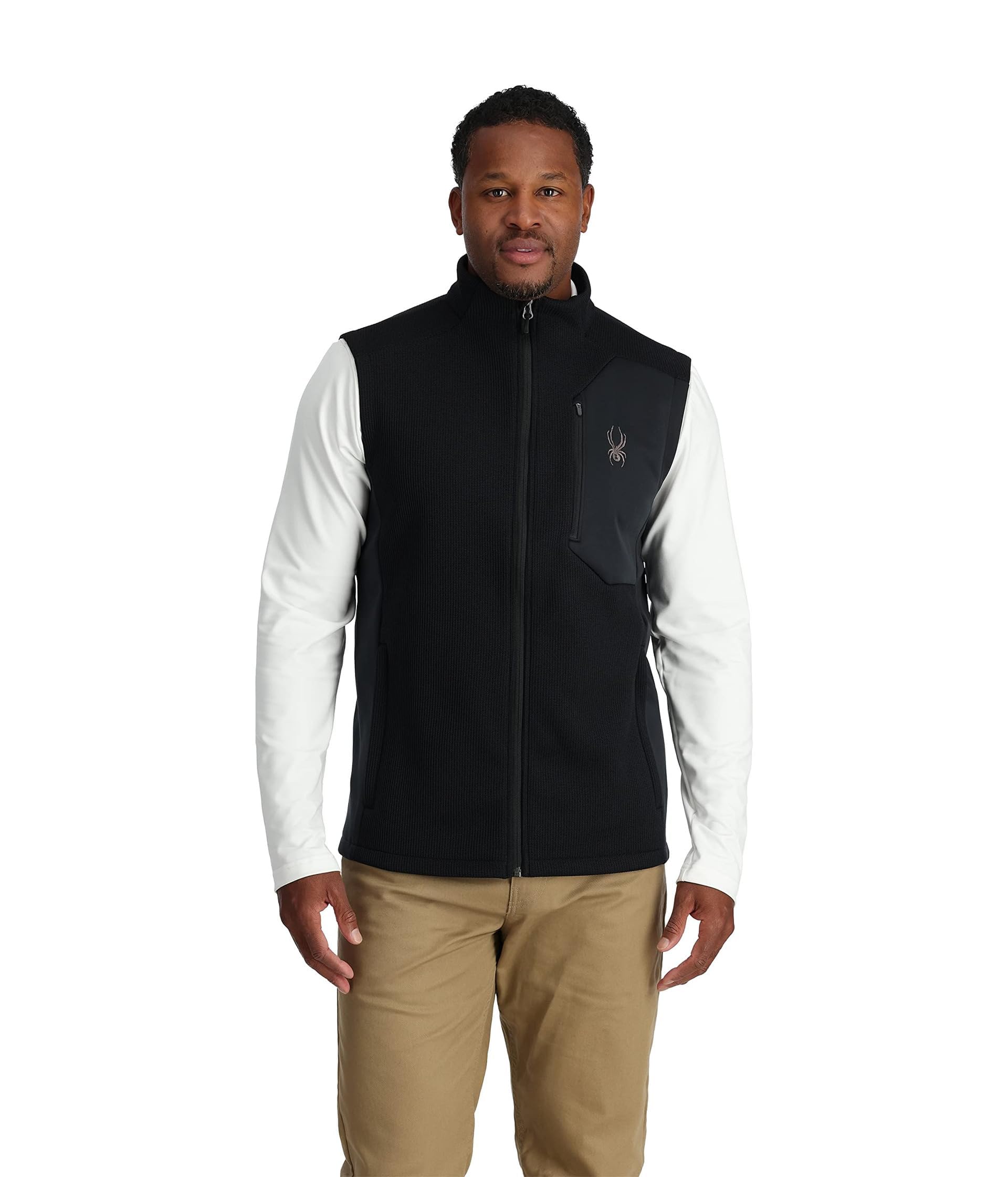 Spyder Men's Bandit Fleece Mid Layer Ski Vest, Black, XXL
