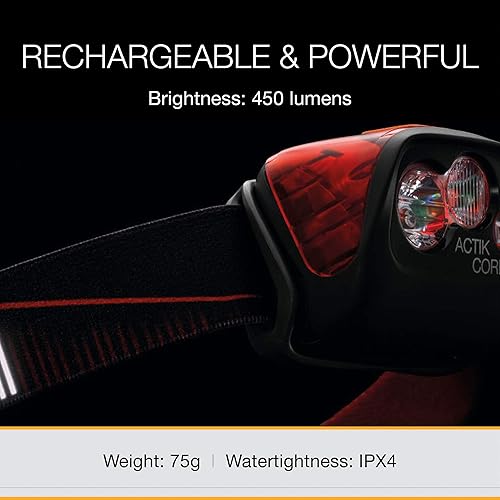 Miniatura 9 de PETZL ACTIK CORE - Linterna frontal potente y recargable de 600 lúmenes con iluminación roja para senderismo, escalada y campamento, color azul