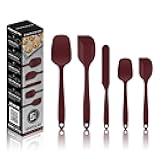 OVENTE Silicone Spatula Set of 5, Food Grade Rubber Spatula with High Heat Resistant, BPA-Free and Dishwasher Safe, Nonstick Kitchen Utensils for Baking, Cooking and Mixing, Red SP12305R