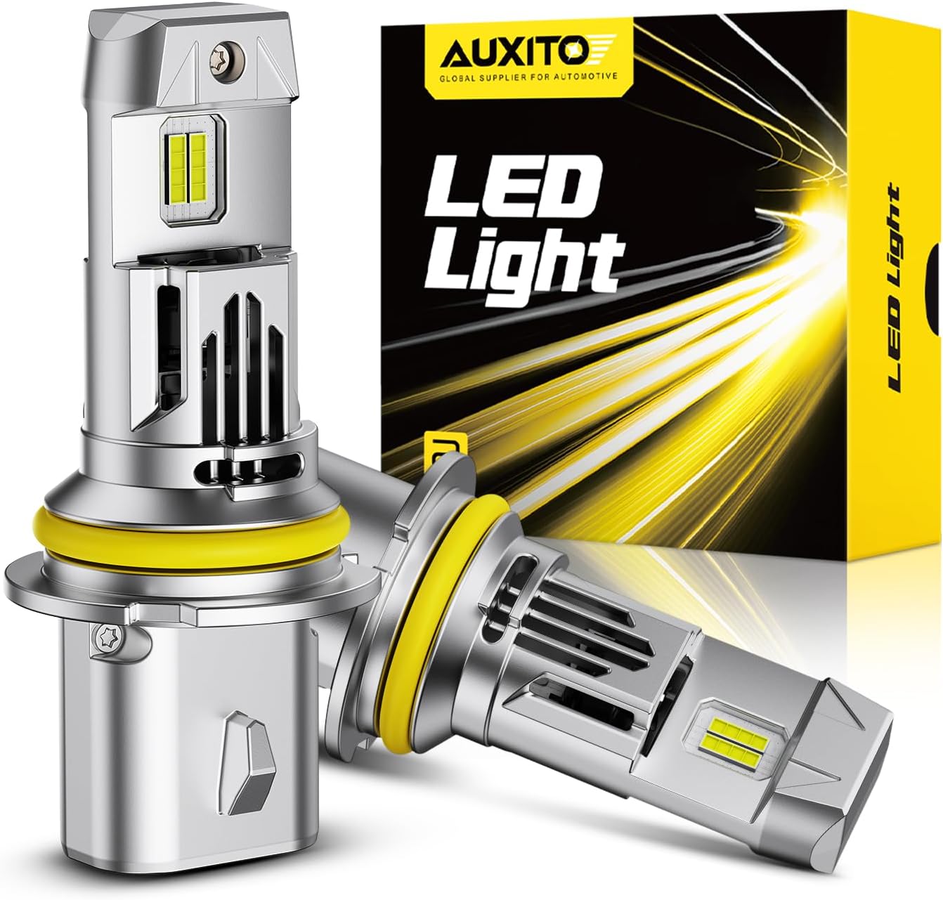 AUXITO 9007/HB5 Bulbs High/Low Beam, 70000LM 6500K Ulitra Bright White, HB5 Halogen Raplacement Fog Lights with Fan, Wireless Plug and Play, Canbus Ready, Pack of 2