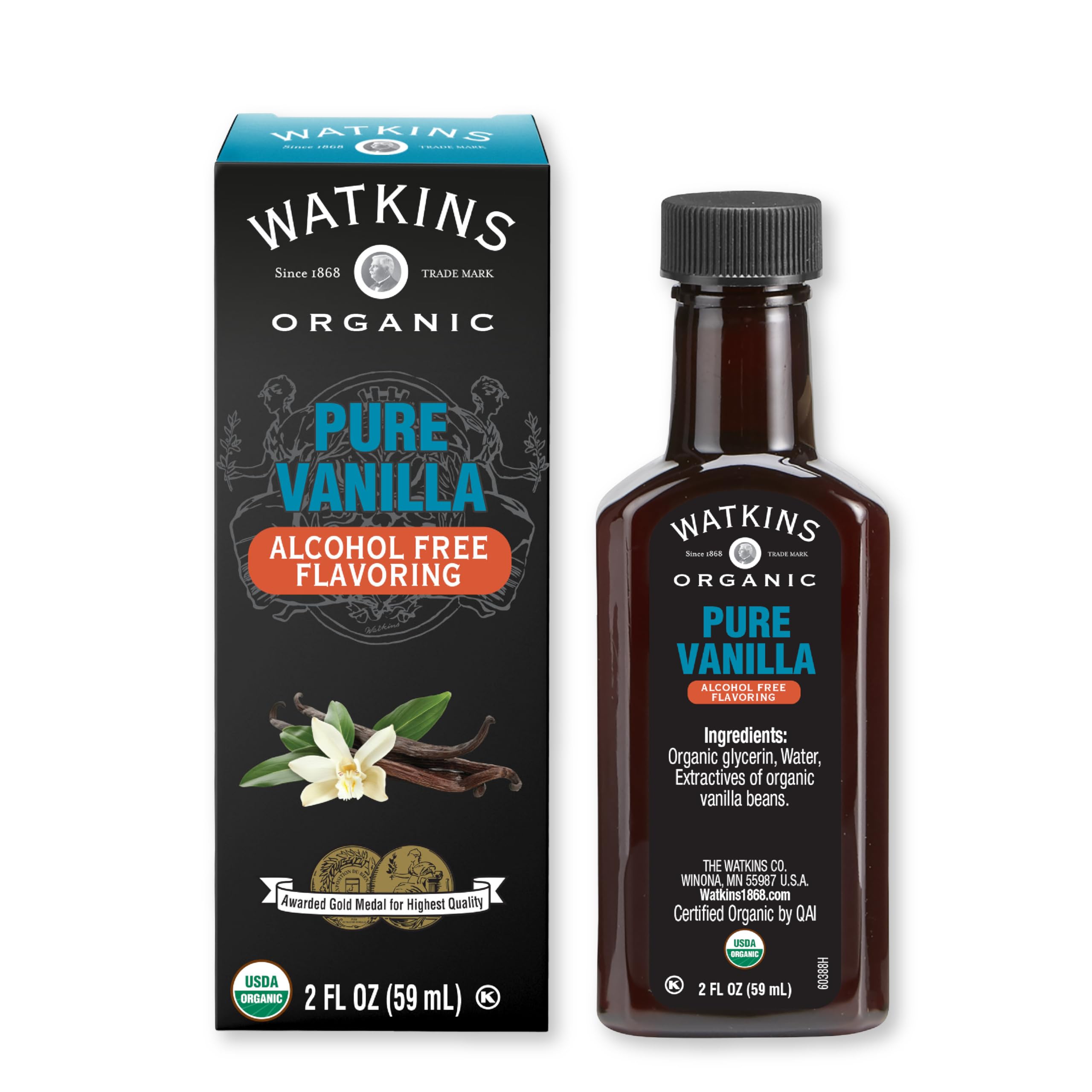 Watkins Organic Pure Vanilla Alcohol Free Flavoring, 2 Fl. Oz (Pack of 1)