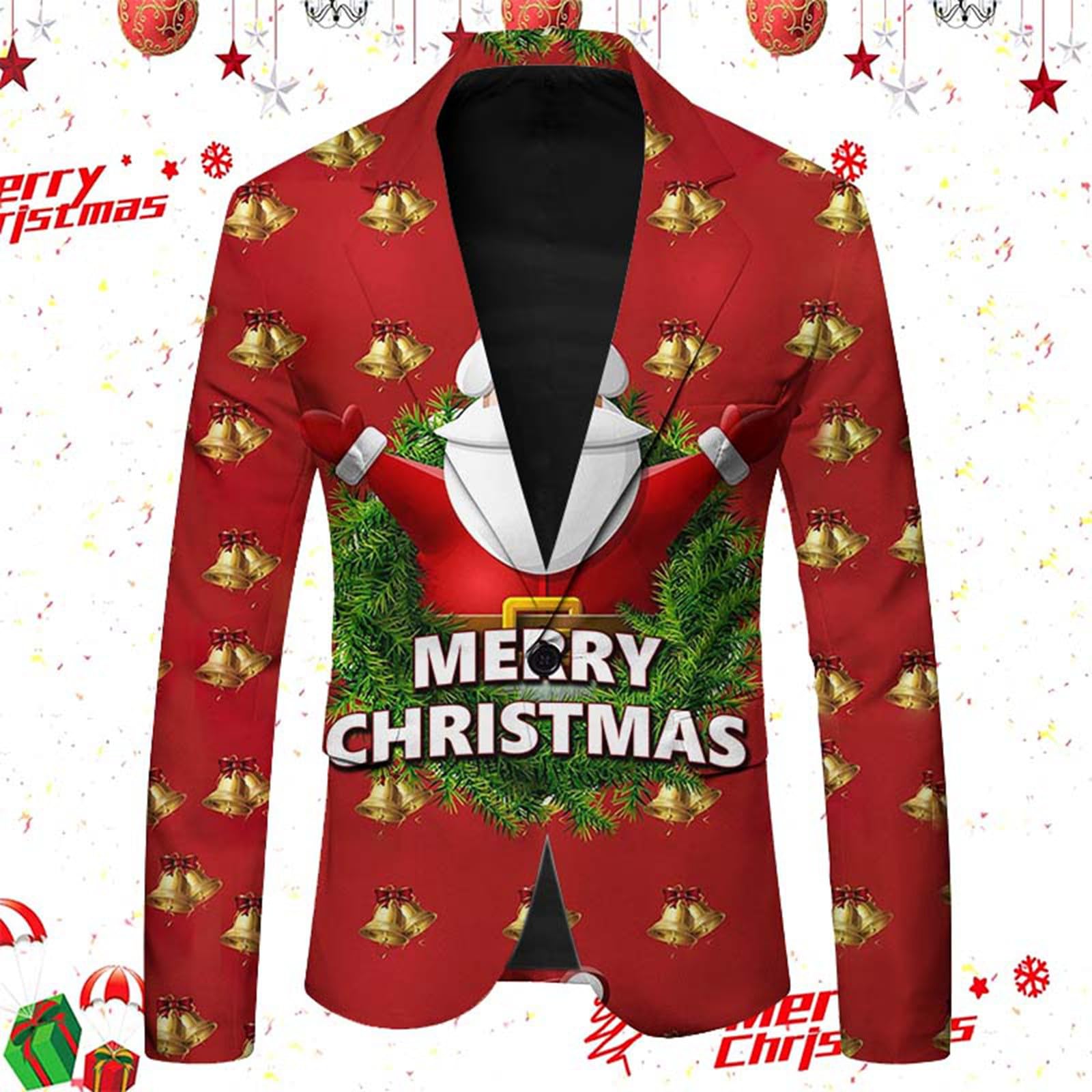 Generisch Traje de Navidad para hombre, suéter de Navidad para hombre, informal, cuello holgado, cómodo, con capucha, moda navideña, sudadera con capucha y cuello redondo