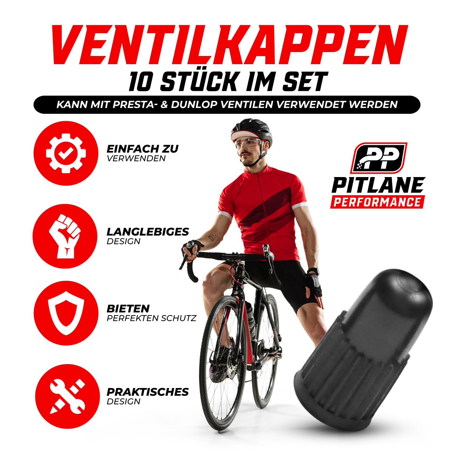 Lot De 5 Bouchons De Valve En Aluminium Noir Pour Vélo - Compatibles Presta Et Valve Française (Dunlop)