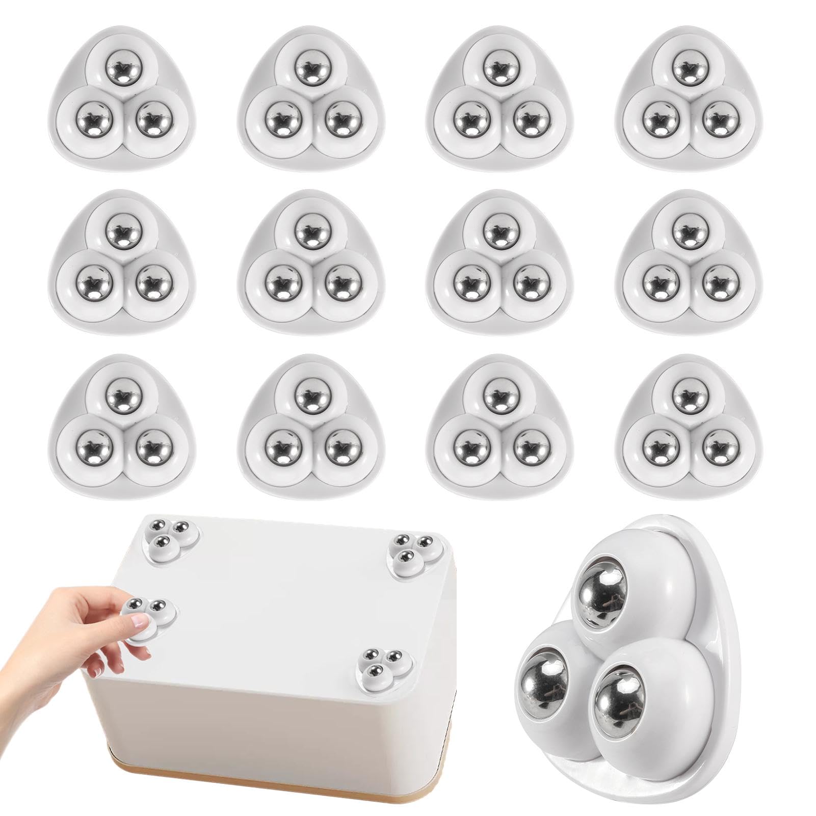 Photo 1 of 12pcs Self Adhesive Mini Caster Wheels for Small Appliances,Sticky Pulley Swivel Casters for Kitchen Appliances,360°Rotation Swivel Rollers for Furniture Storage Bins Trash Can