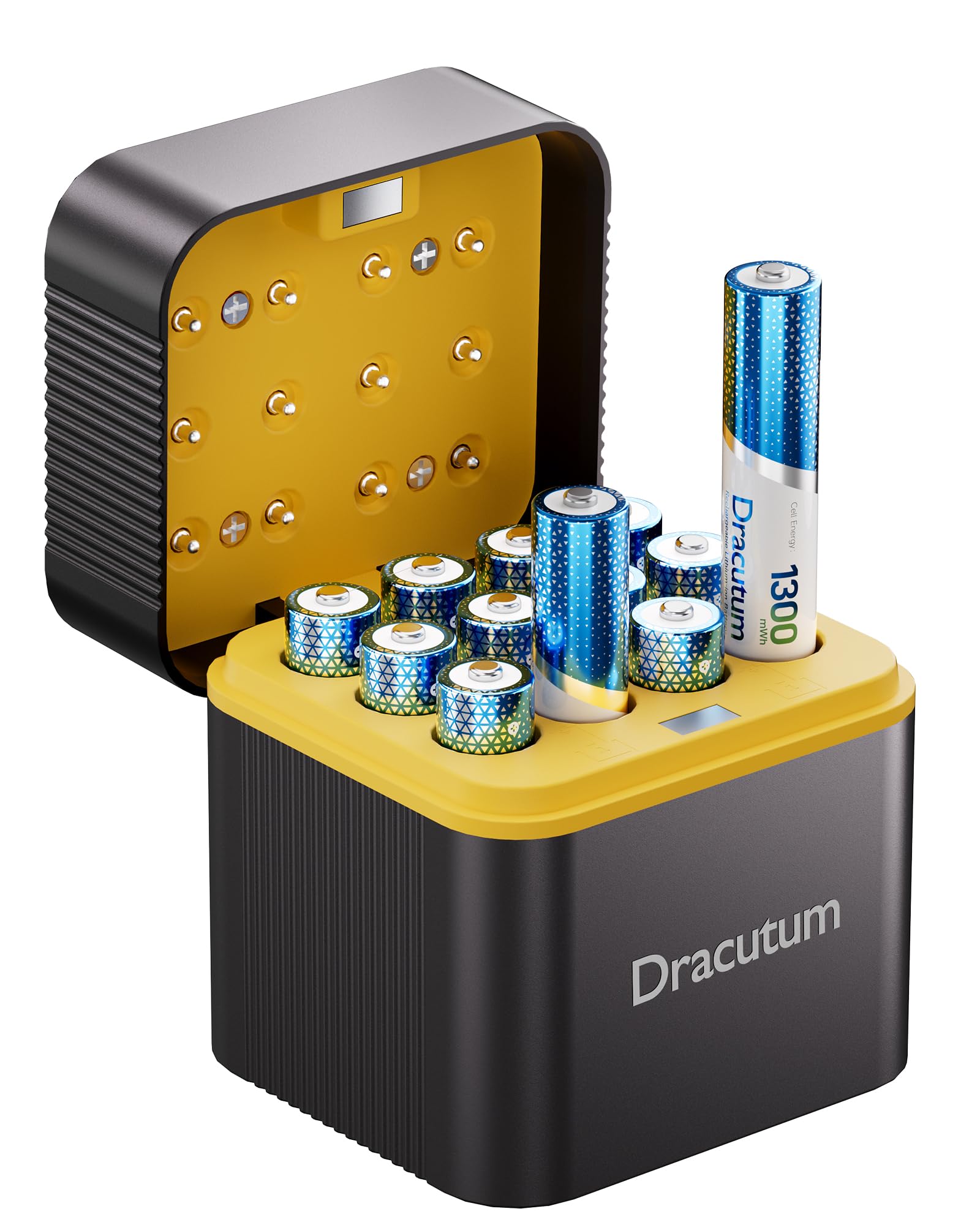 AAA Wiederaufladbare Lithium Akkus 12 Pack mit Ladegerät, 1300mWh Hohe Kapazität 1.5V AAA Batterien, 2000 Ladezyklen Langlebige AAA Li-ion Batterie mit Integrierter Charing Aufbewahrungsbox