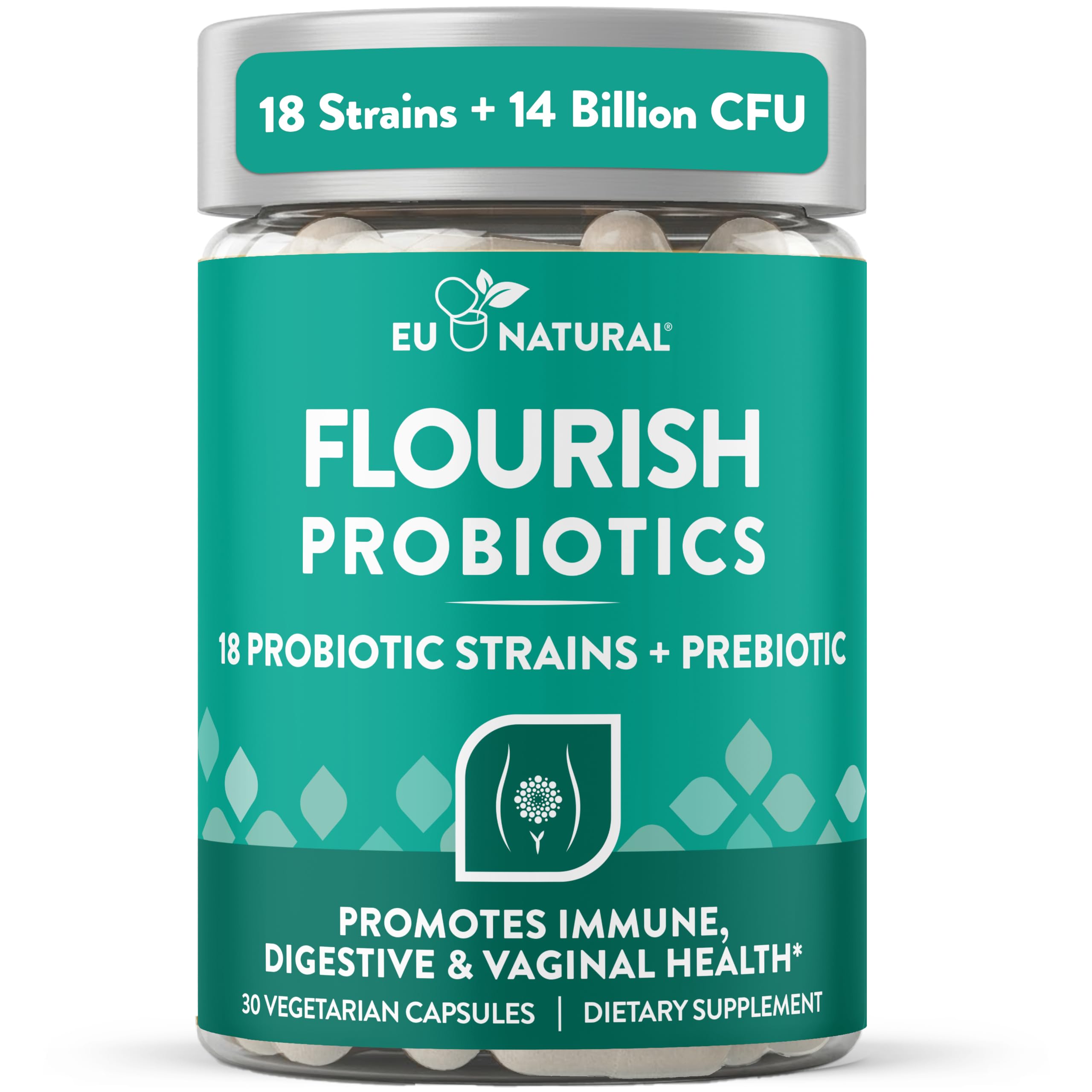 Probiotics + Prebiotics for Women's Vaginal Health, 30 Vegan Capsules