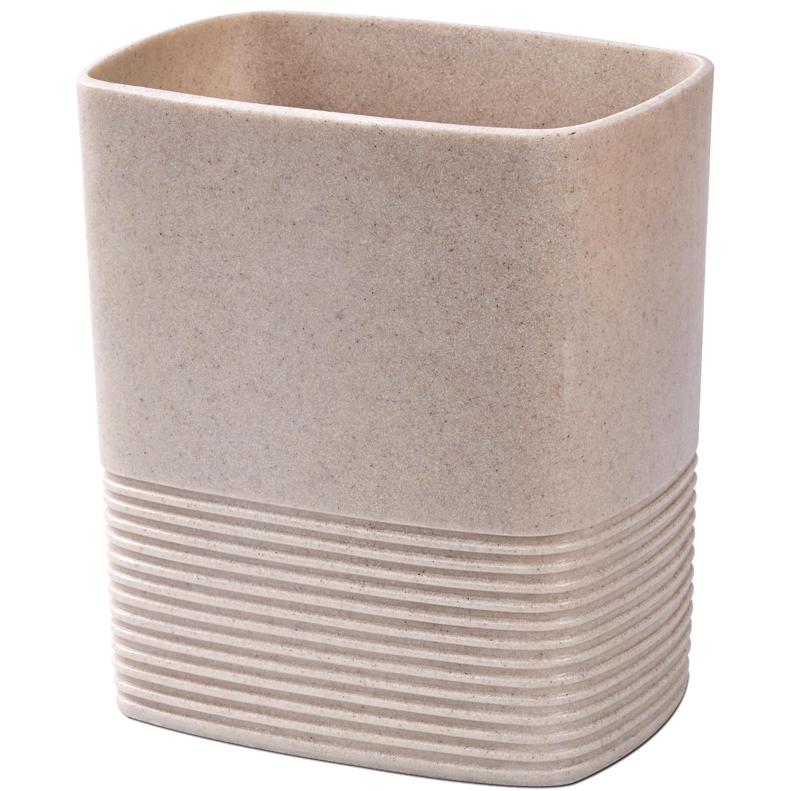 Beige Sand Stone Small Bathroom Trash Can 2 Gal 7 Liter Heavy Sturdy Small Kitchen Garbage Can Living