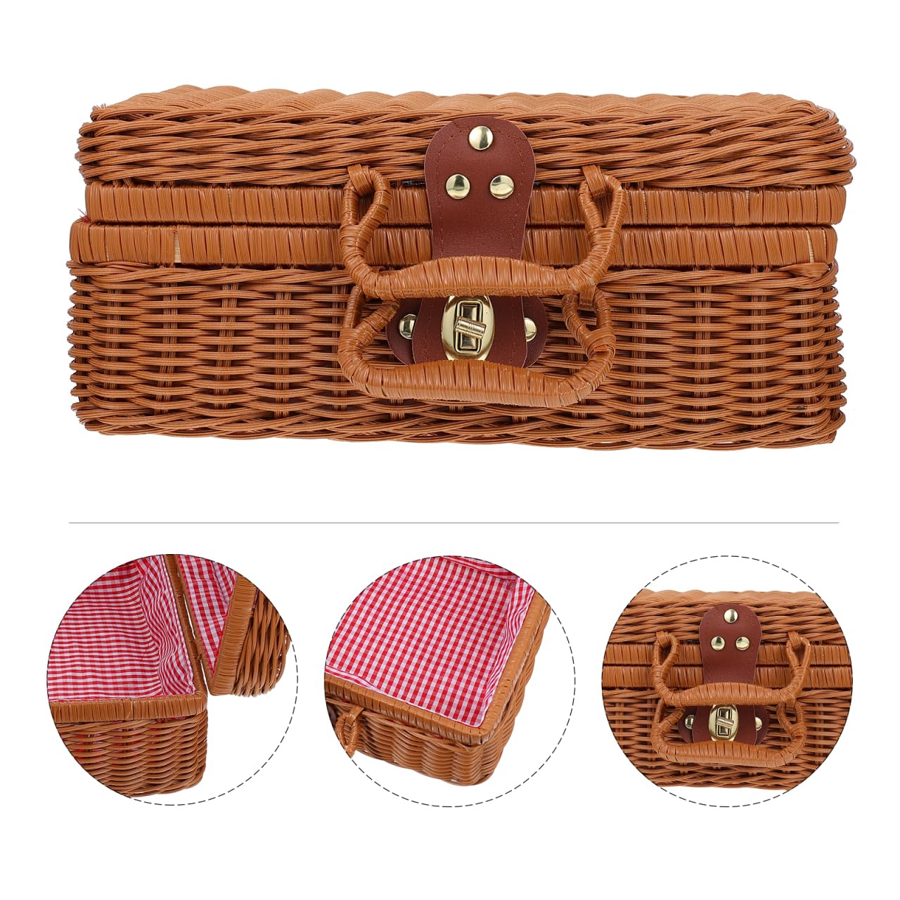 Tomaibaby Geflochtener Nachahmung Rattan Koffer Mit Schloss Und Auskleidung Kompakter Handgewebter Koffer Für Aufbewahrung Picknick Und Garten 12X8X4 Zoll
