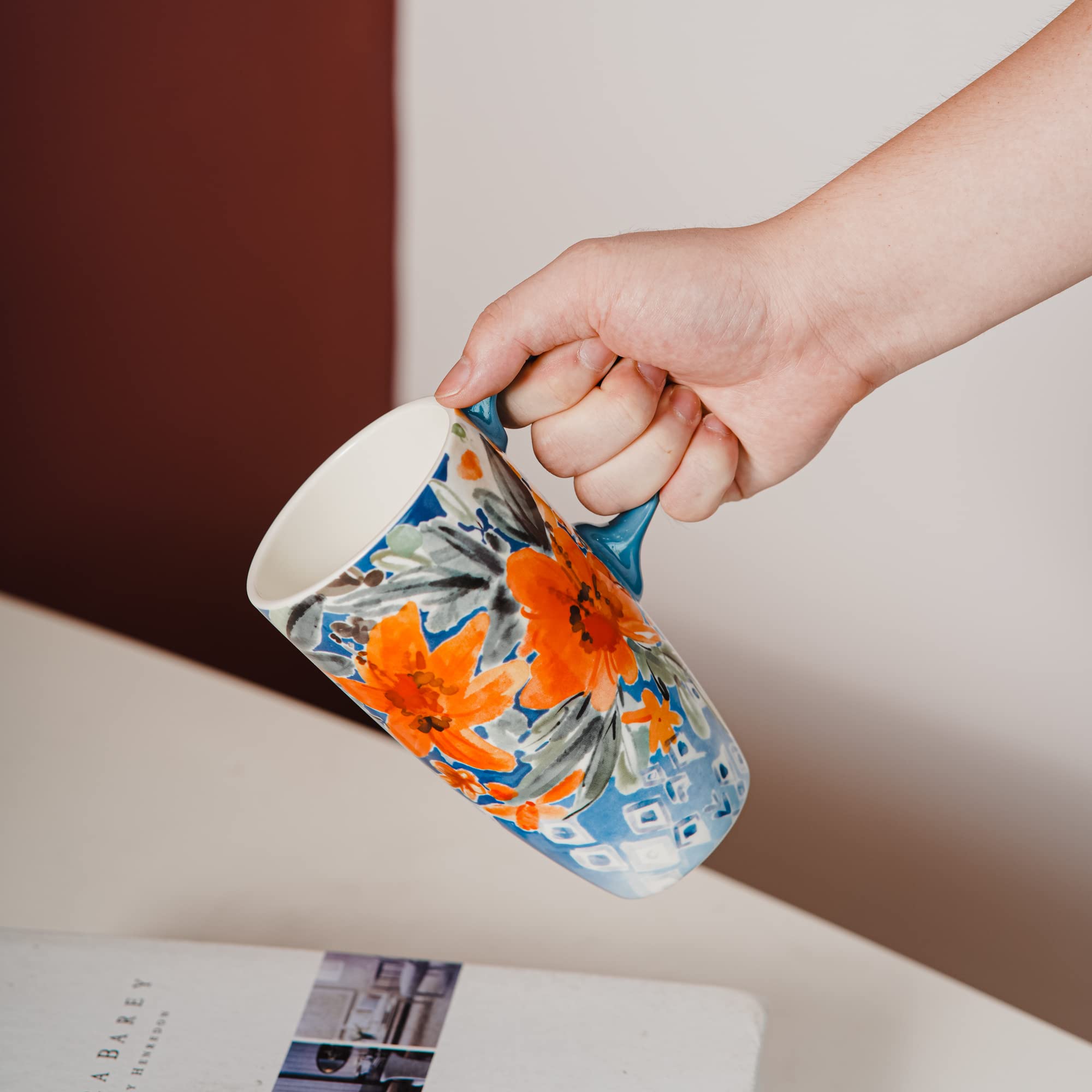 Topadorn Ceramic Travel Mug with Lid Coffee Mug with Gift Box Latte Mug Coffee Cup, 17oz Large Capacity Mug Home Office Gift - Image 4