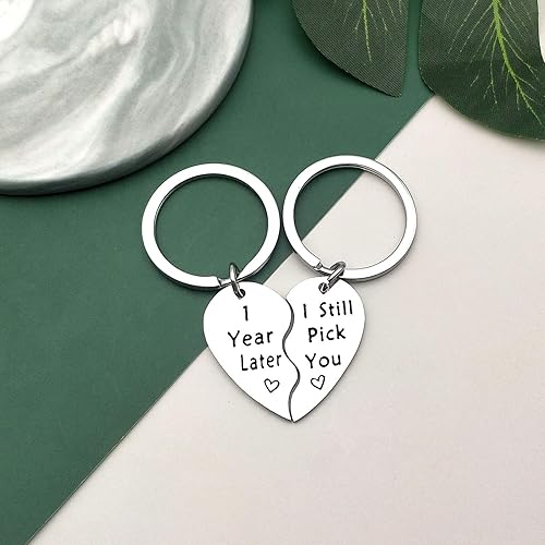 Miniatura 2 de Vadaka Llavero de primer aniversario de boda, joyería de aniversario, llavero a juego para pareja, llavero de aniversario, regalo para marido de