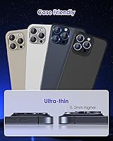 Vista 6 de Protector de lente de cámara con purpurina compatible con iPhone 15 Pro/iPhone 15 Pro Max, acrílico transparente y anillo de aleación de aluminio