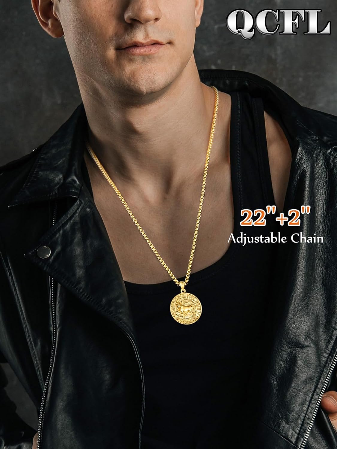 Zodiac Necklace for Men - 925 Sterling Silver/14K Gold/Black Horoscope Constellation Pendant Medal, Birthday Gifts Jewelry for Him (12 Zodiac Signs)