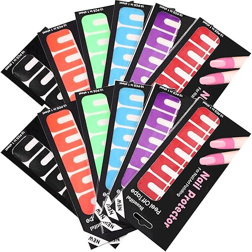 Outus 120 protectores de esmalte de uñas para dedos, en forma de U, protectores de dedos, calcomanías de barrera, protector de cutículas para arte