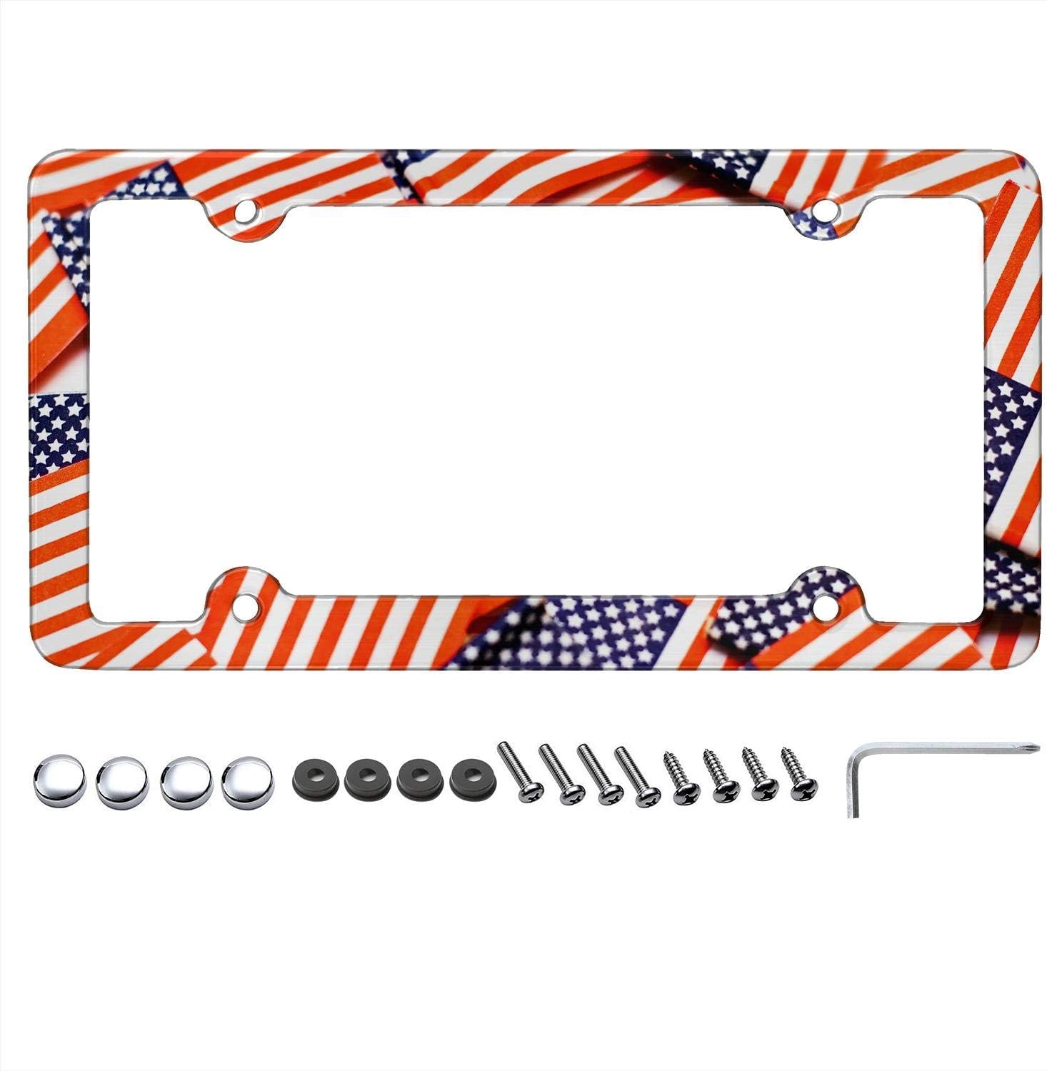 Bartonny American Flag White and Blue Aluminum License