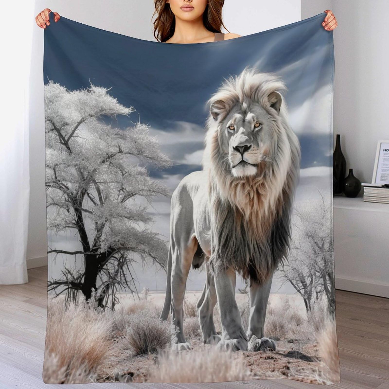 Couverture lion en flannel moelleuse supérieure et finitions soignées