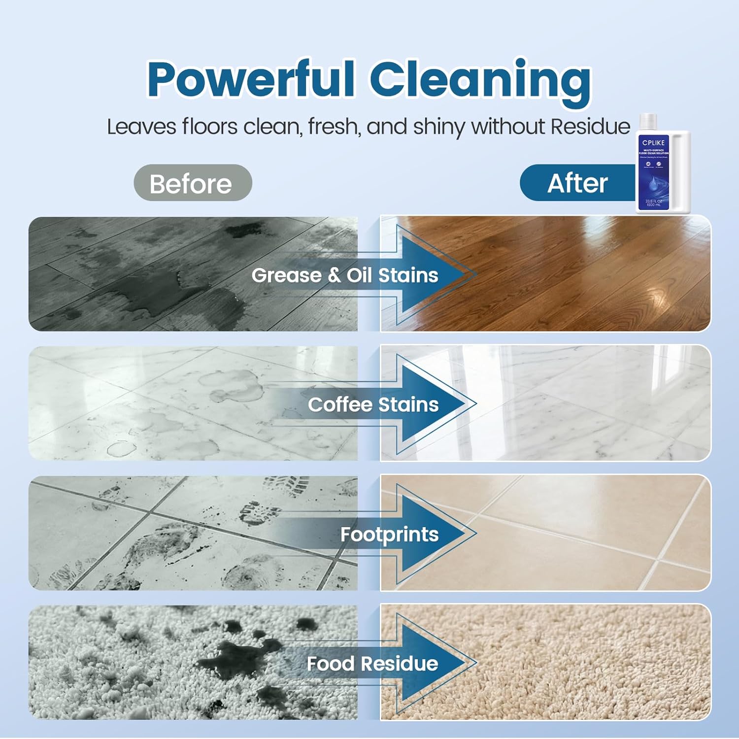 CPLIKE Floor Cleaning Solution Compatible with Dreame All Wet Dry Vacuum Cleaners & Robot Vacuums, Multi-Surface Floor Cleaner for Dreame Vacuum and Mop, 33.8 fl oz