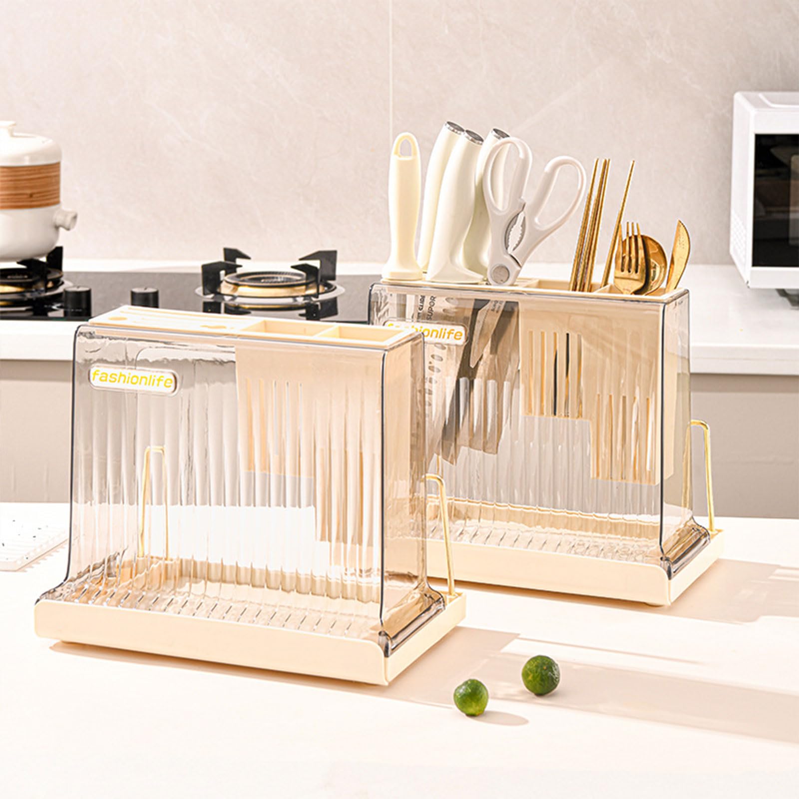 Dxcaicc Soporte para Utensilios de Cocina con Estante para Tabla de Cortar,Estante para Almacenamiento de Cuchillos de PP,Estante Organizador para encimera de Cocina