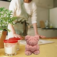 Vista 6 de Naysku Molde de silicona de oso de flores 3D, molde de vela de silicona de oso, moldes de resina de oso de flores de corazón para hacer velas, molde