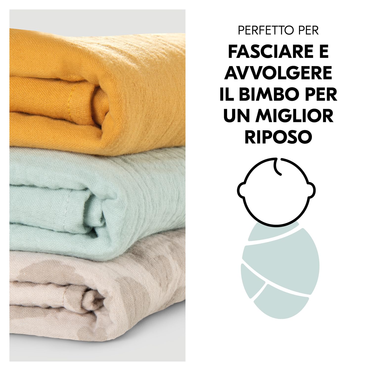 Hauck Cuddle N Clean Set 3 Pezzi Mussole Neonato 80 x 80 cm 100% Cotone Traspirante
