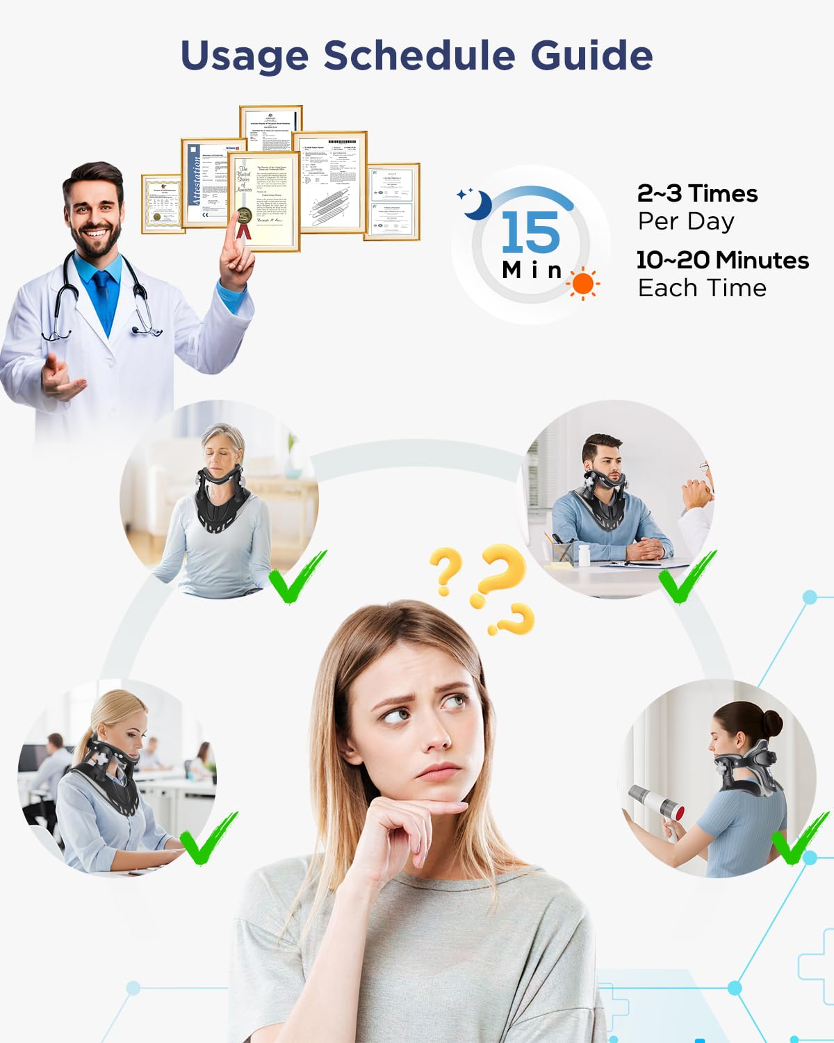 Cervical Nacken-Traktionsgerät, Nackenstrecker bei Nackenschmerzen und Nackenbuckel