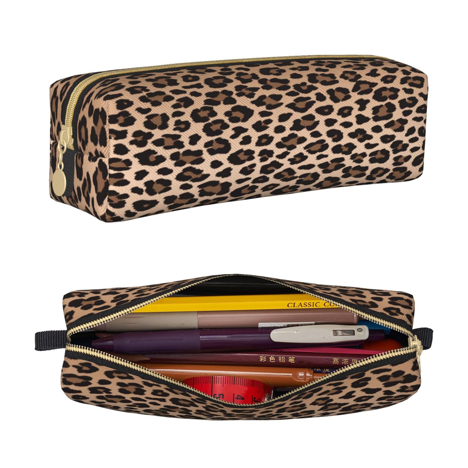 IMPCOKRU Small Pencil Bag Study Pencil Bag Key Pouch,Brown Leopard,Stationery Storage pencil case for school office travel