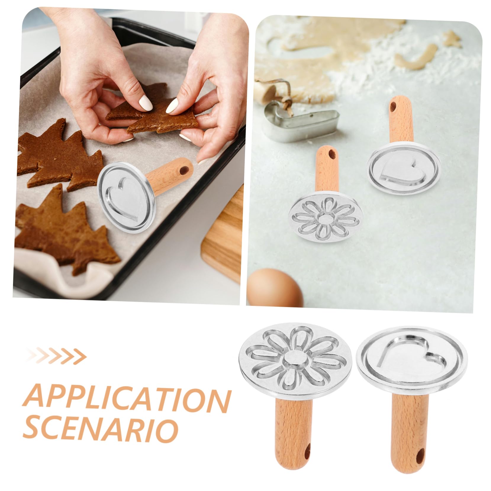 DECHOUS 8stücke Teiliges Ausstechform Holz Für Kekse Herz Blumen- Wiederverwendbare Backform Für Kreative Plätzchen Und Fondant-dekoration