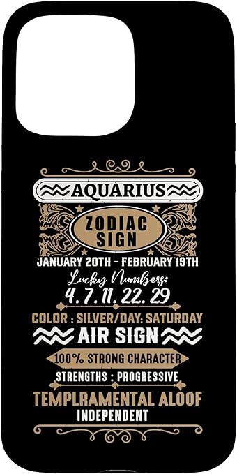 iPhone 15 Pro Max Aquarius Zodiac Sign Aquarius Birthday Girl Case