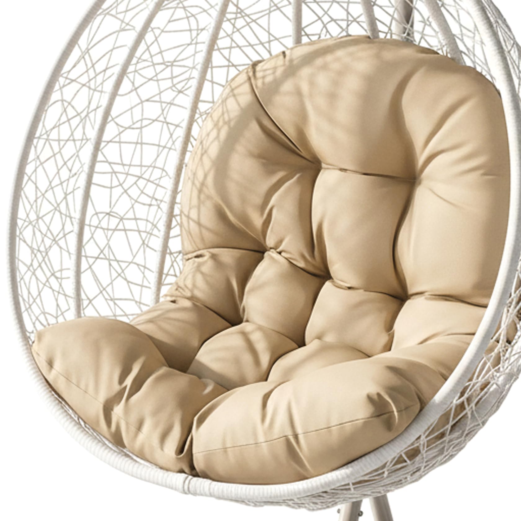 Ameble Khaki Water-Resistant Egg Chair Cushion Replacement Hanging Chair Cushion with Thick Padding for Patio Balcony Garden Swing Chairs - Khaki