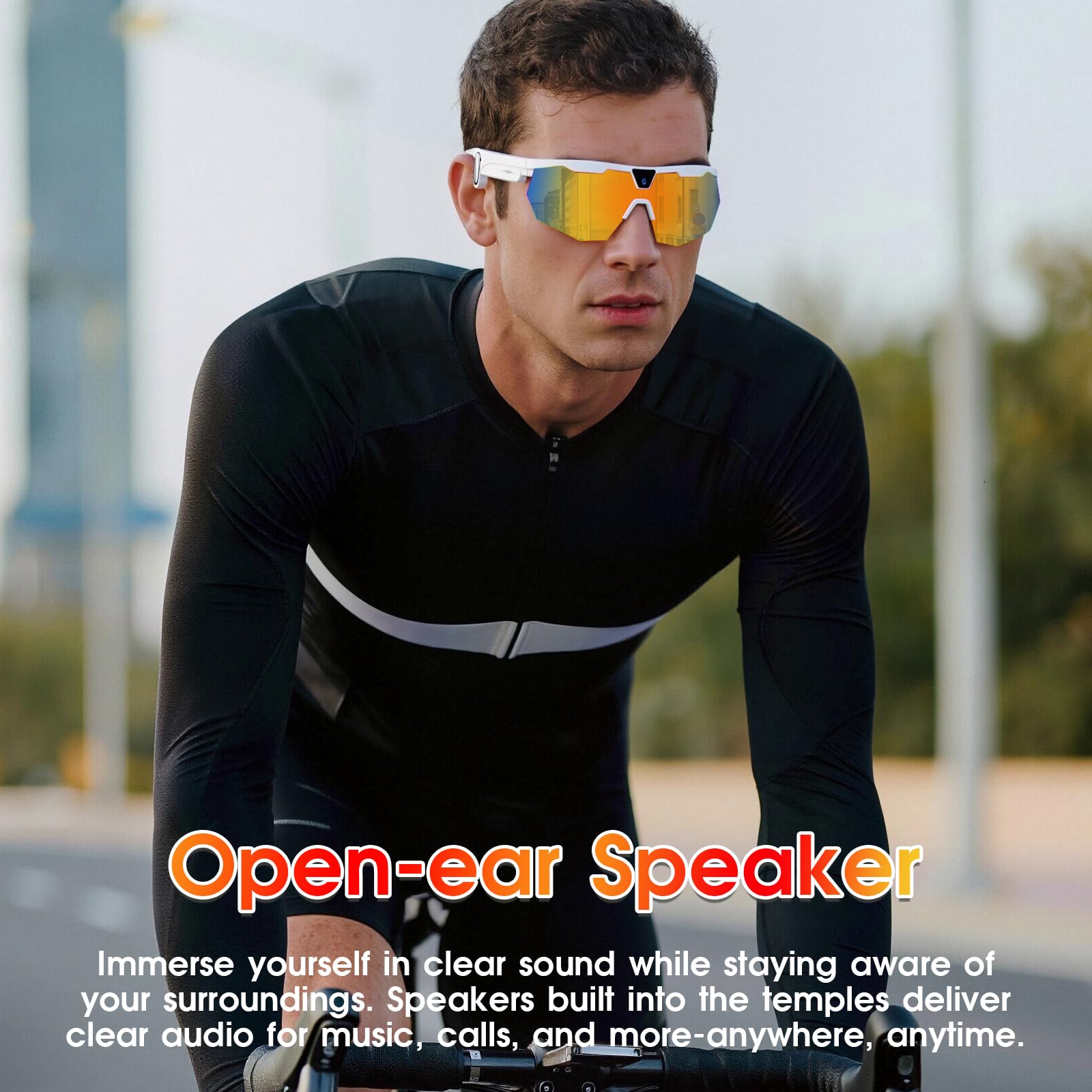 2026 Smart Glasses mit Kamera, 8MP Kamera Sportbrille für Foto & Video | KI Brille mit Offene Lautsprecher, Blendschutzgläser, Smart Brille für Outdoor-Sportarten wie Radfahren, Reisen (Weiß)