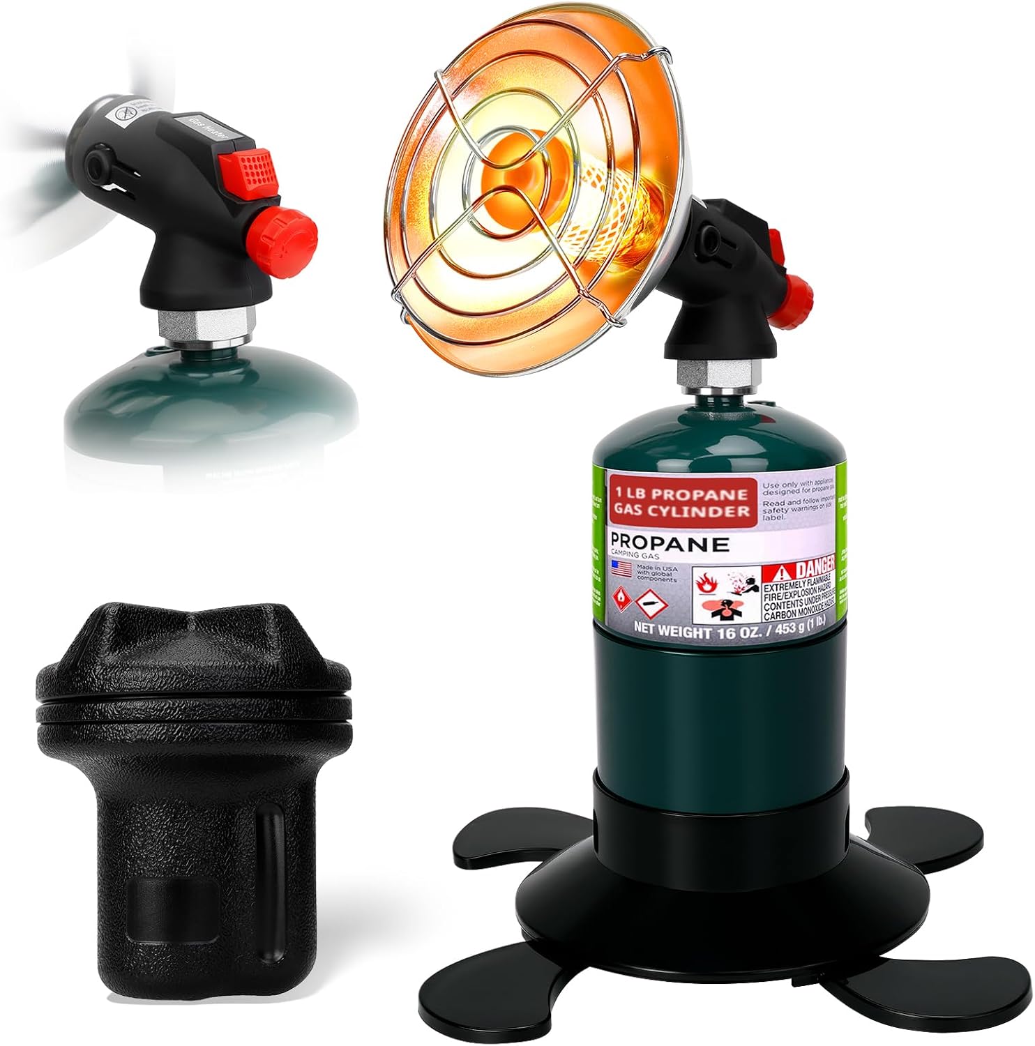 Transportable Propane Heater for Tenting, Cordless Outside Heater with Foldable Tank Holder Small Gasoline Heaters, Adjustable Radiant Tenting Heaters for Tents, Patio, Winter Mountain climbing, Ice Fishing & Searching