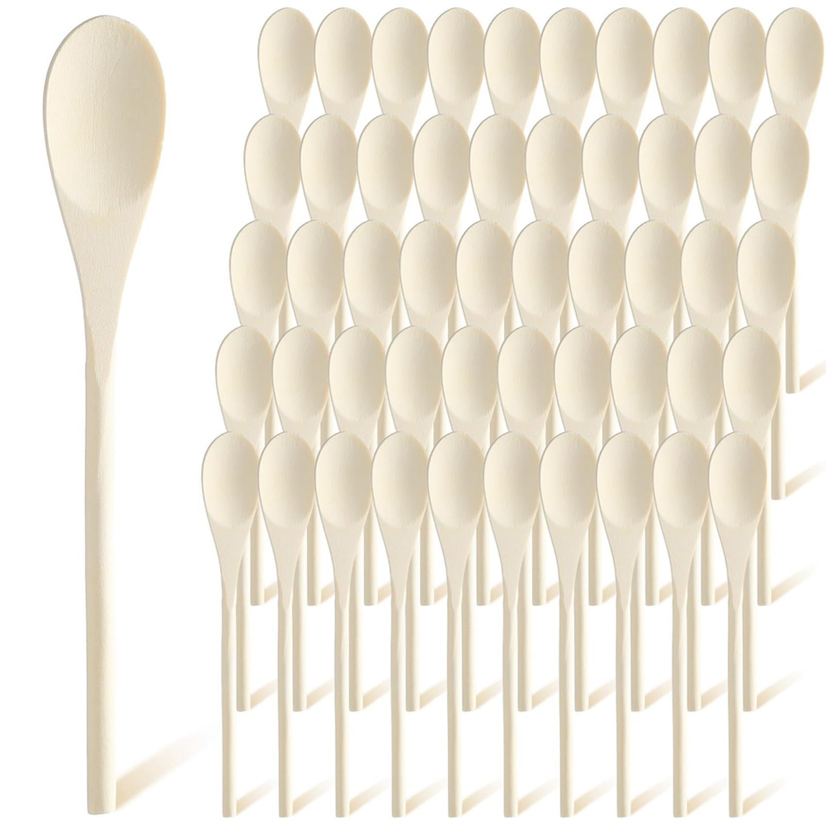 100 Cuillères en Bois de 25,4 cm en Vrac pour la Cuisine, Longues Cuillères en Bois, Cuillères à Mélanger pour la Pâtisserie, le Mélange et le Service