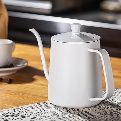 Miniatura 5 de Generic Hervidor de café de acero inoxidable, olla de goteo, estufa blanca, hervidor de cuello de cisne para té, café de goteo de agua caliente,