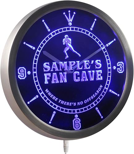 ncte-tm nombre personalizado fútbol ventilador cueva Bar cerveza señal de neón reloj de pared LED