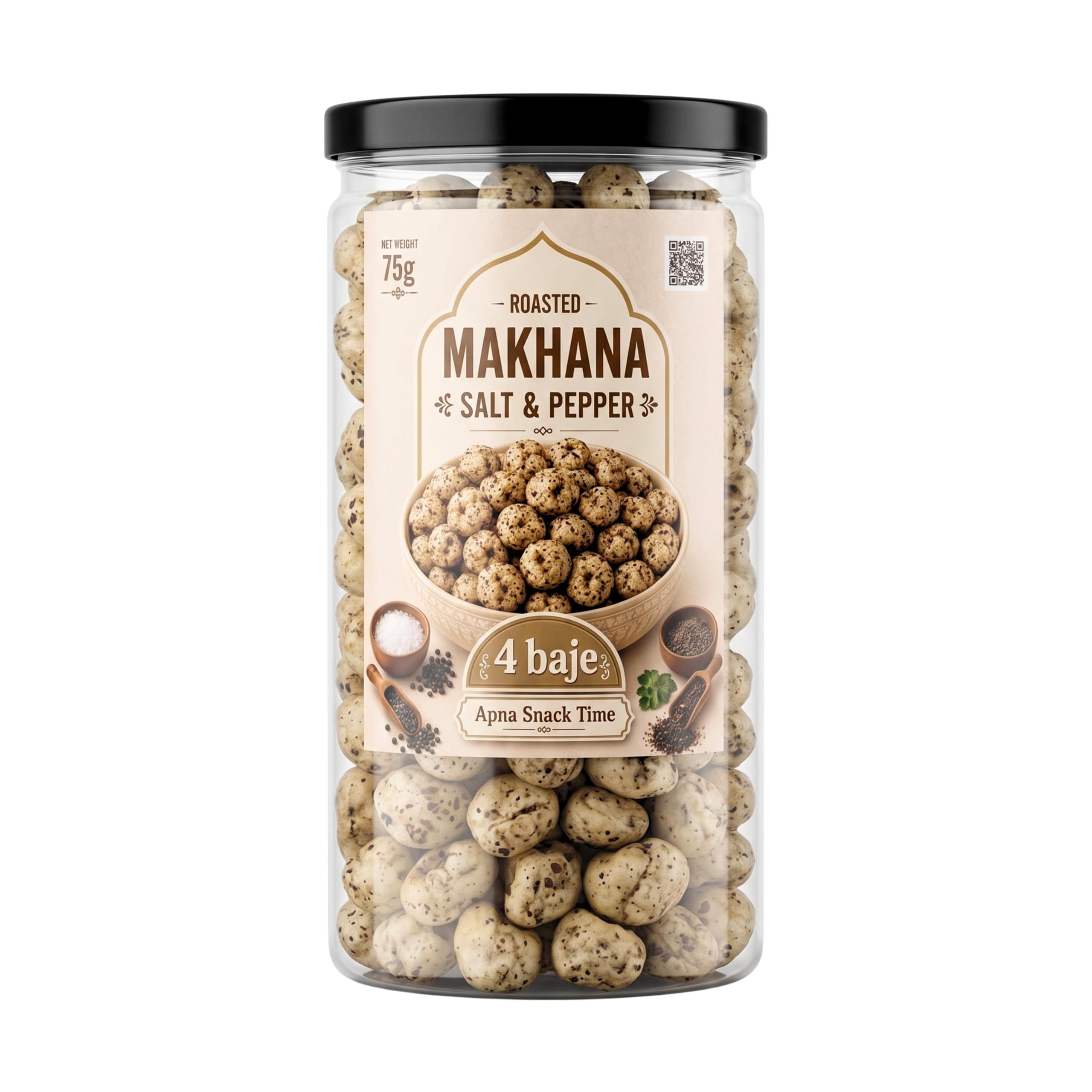 4 Baje Roasted Makhana 75g Roasted Fox Nuts Ready to Eat Snack Light and Crunchy Roasted Not Fried Anytime Snack (Salt and Pepper)-picture-15
