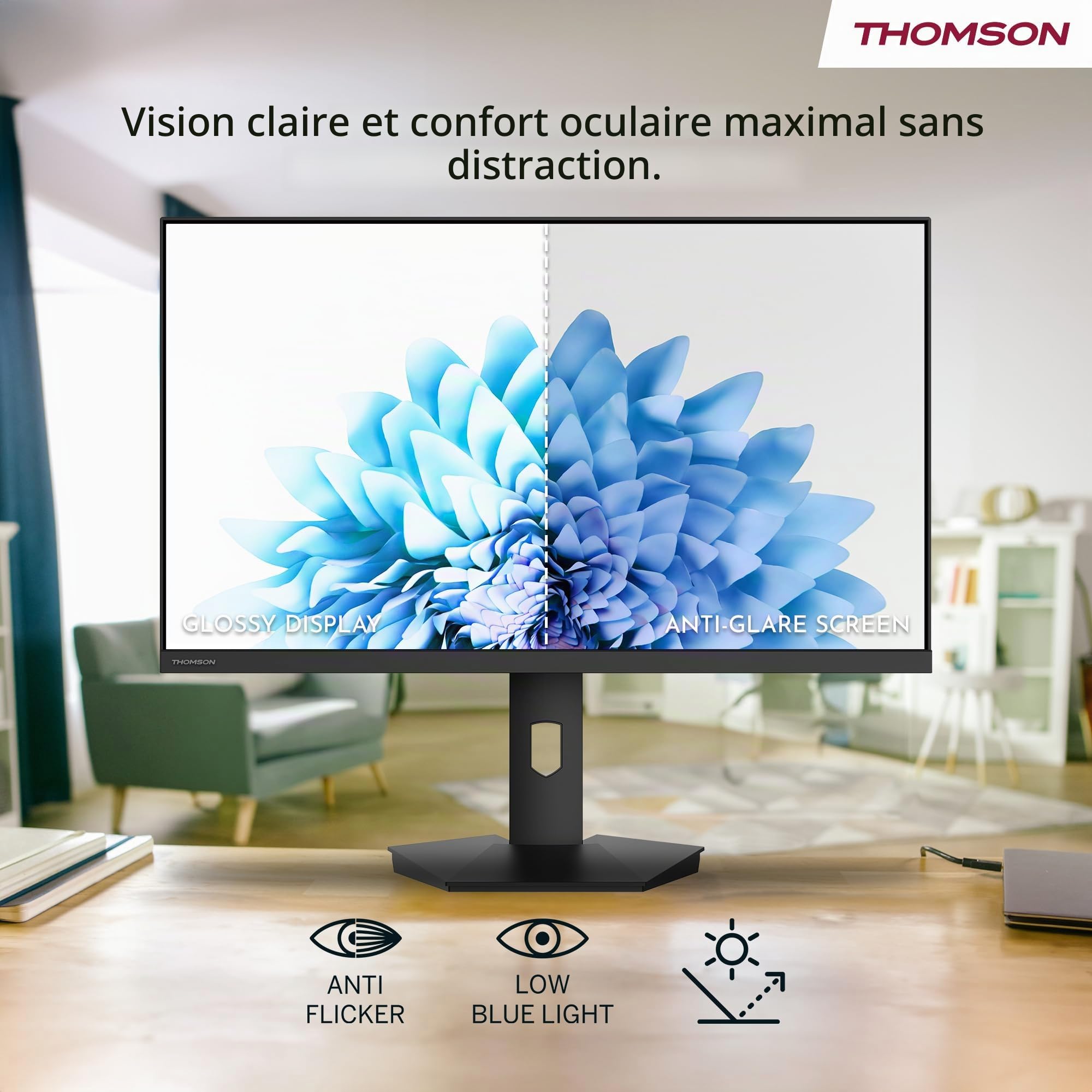THOMSON 27 Pouces (69 cm) Moniteur Studio Business Full HD, Taux de rafraîchissement 120 Hz, HDMI, Montage VESA 75x75, Noir, M27FB5C15