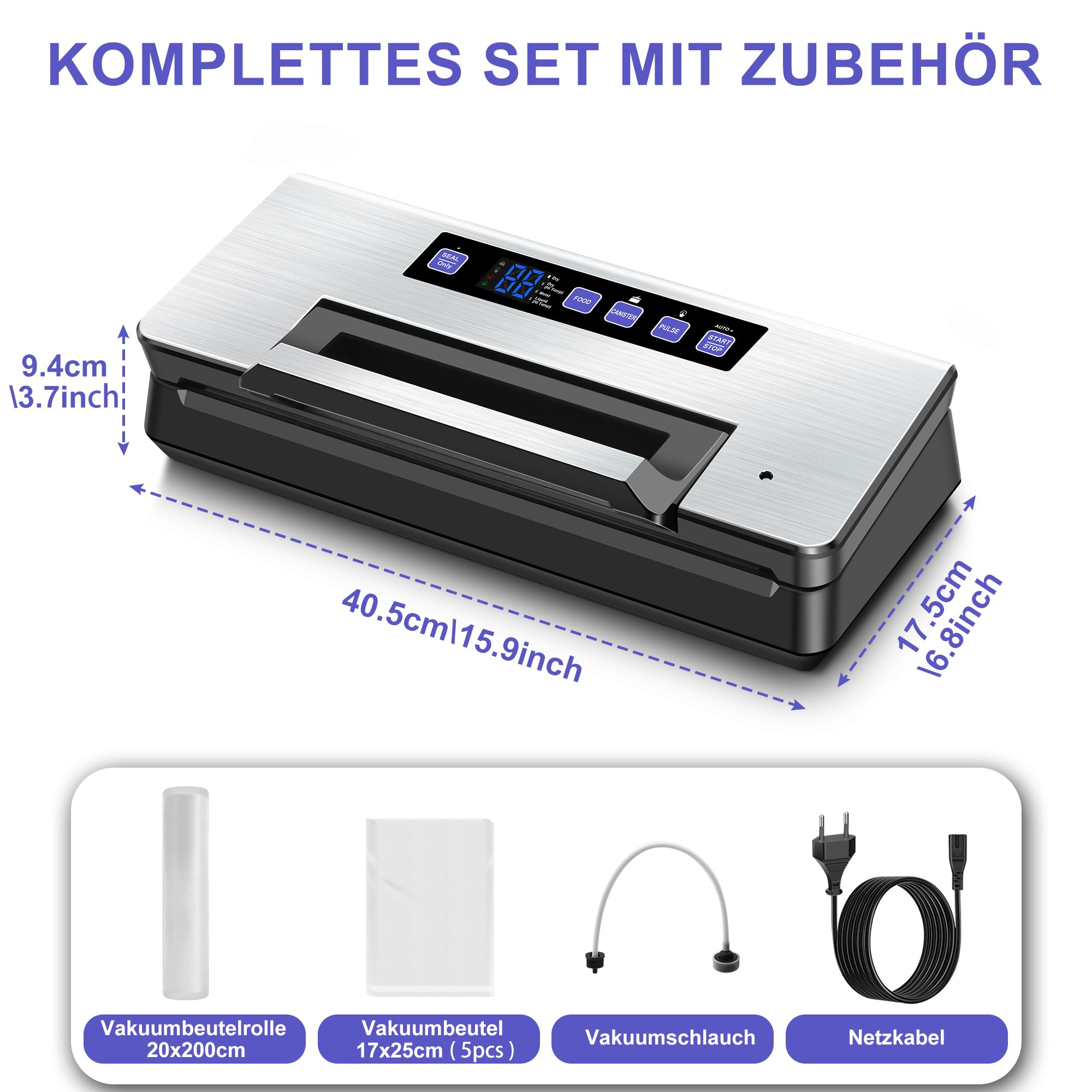 Vakuumiergerät, 10L/min Vakuumierer, Folienschweißgerät für Lebensmittel