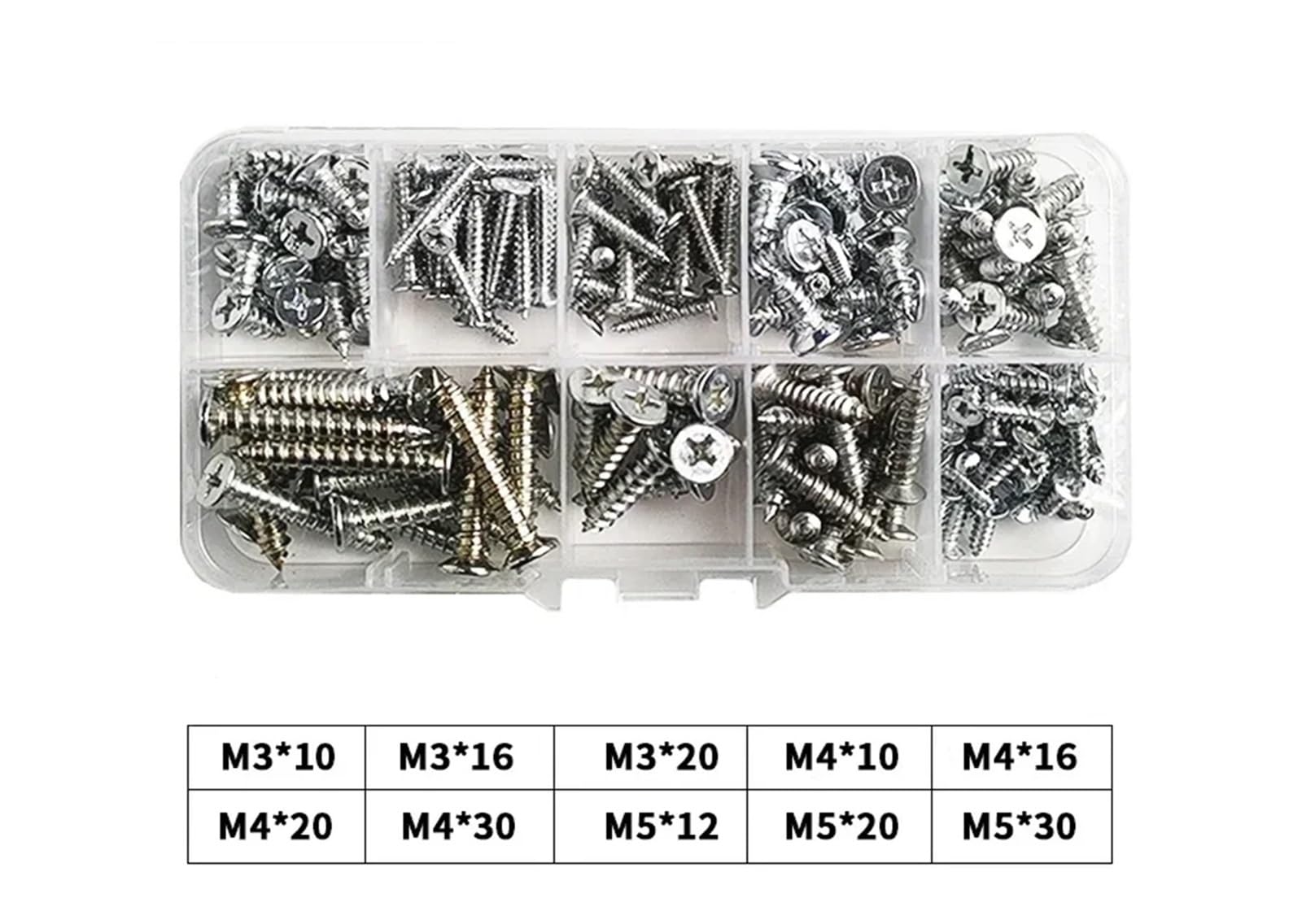 Genérico Juego de Surtido de Tornillos for máquina M3 M4 M5 M6 con Tuercas, Pernos y Arandelas, Caja de Kit de Tornillos, Tuercas y Arandelas de Cabeza Redonda(G Set,5 Boxes)