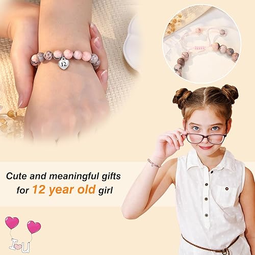 Miniatura 2 de Pulsera de cumpleaños para niña de 8 a 21 años, con números dulces y corazones, para hija, nieta, sobrina, amigas