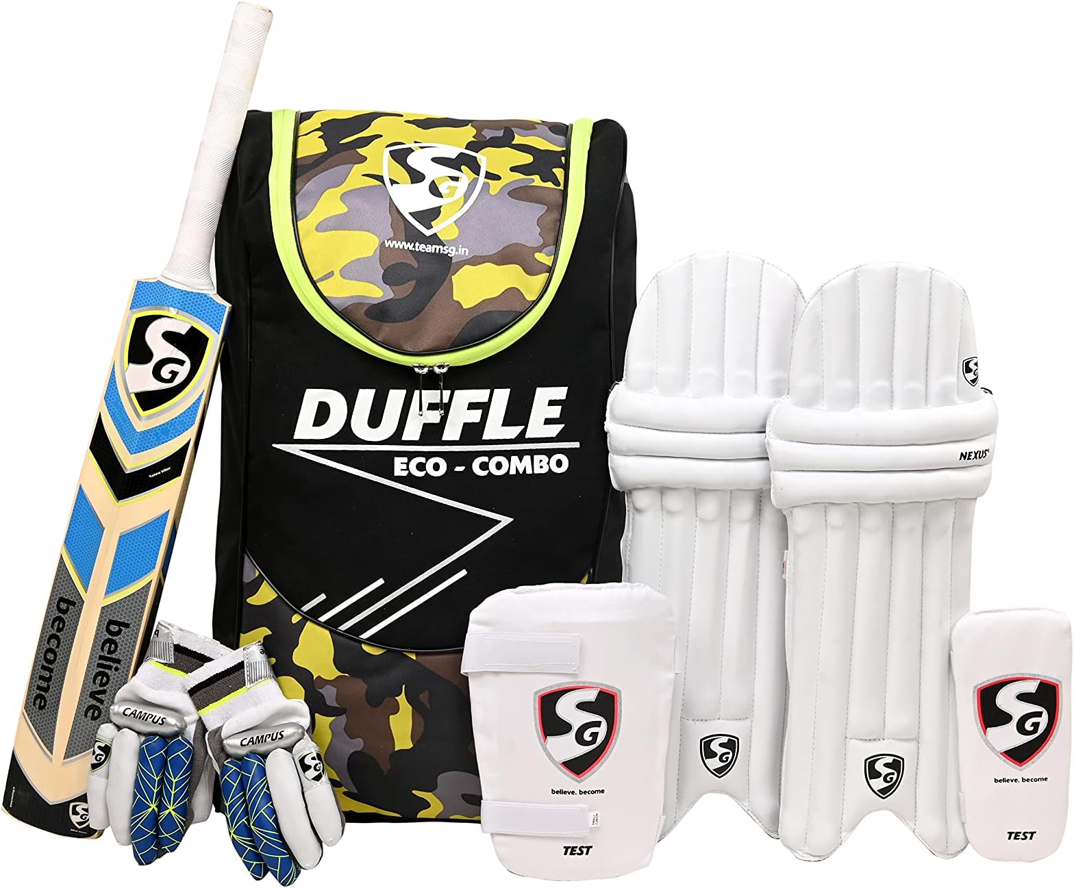 SG Full Cricket Kit with Duffle Bag (Size 6, Ideal for Age Between 12 to 13 Year), Nylon, Multicolour