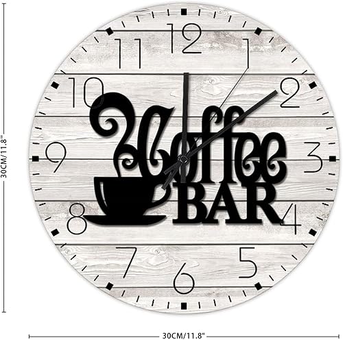 Miniatura 9 de Reloj minimalista de madera, silencioso, sin tictac, números grandes, funciona con pilas, café, hermoso, relojes de pared, café, taza de té,