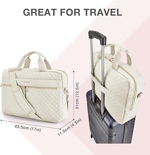 Miniatura 5 de BAGSMART Bolsa para laptop de 17.315.6 pulgadas, maletín para mujer, bolsa de mensajero para computadora, oficina, viajes, negocios, beige